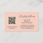 Zwarte Floral Line Art Botanische QR-code Visitekaartje (Achterkant)