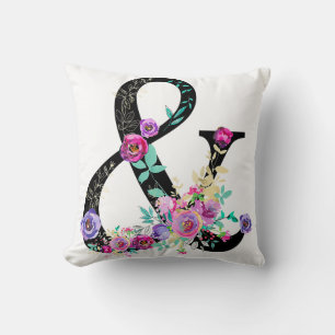 Zwarte Floral Modern Ampersand Chic Rustin Land Kussen