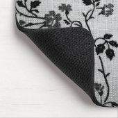 Zwarte Floral op wit Muismat (Hoek)