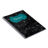 Zwarte Floral Spiral Notitieboek (Rechterzijde)