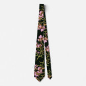 Zwarte Floral Stropdas (Voorkant)