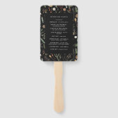 Zwarte florale botanische bruiloft moderne elegant handwaaier (Achterkant)