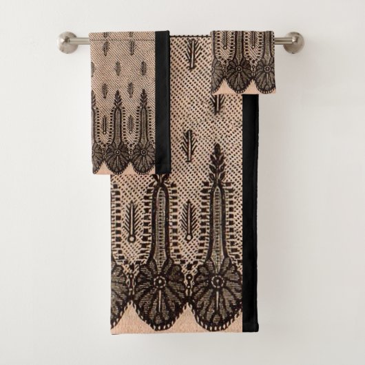 zwarte florvormige maasafdruk bad handdoek (Insitu)