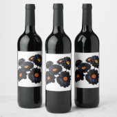 Zwarte fluweel bloemen  wijn etiket (Flessen)