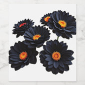 Zwarte fluweel bloemen  wijn etiket (Enkel label)