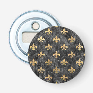 Zwarte Fluwelen Fleur De Lis Mardi Gras Orleans Button Flesopener