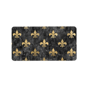 Zwarte Fluwelen Fleur De Lis Mardi Gras Orleans Etiket