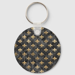 Zwarte Fluwelen Fleur De Lis Mardi Gras Orleans Sleutelhanger