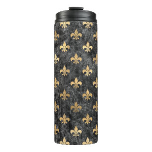 Zwarte Fluwelen Fleur De Lis Mardi Gras Orleans Thermosbeker