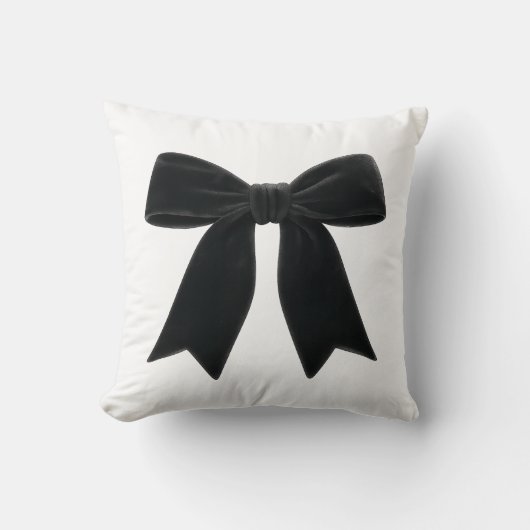 Zwarte Fluwelen Strik Elegant Verfijnd Trendy Kussen (Voorkant)