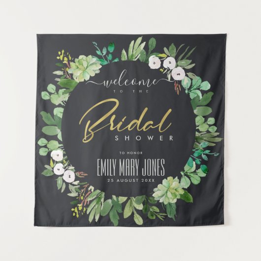 ZWARTE FOLIAGE WATERVERF VRIJGEZELLENFEEST WELKOM WANDKLEED (Voorkant)