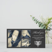 ZWARTE FORMELE COLLAGE | BRUILOFT BEDANKT KAART (Staand voorkant)