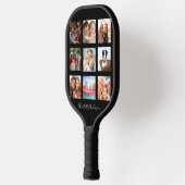 Zwarte foto collage familienaam sciprt pickleball paddle (Links)
