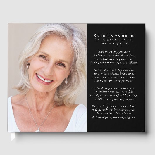 Zwarte foto gedicht begrafenis gastenboek (Voorkant)