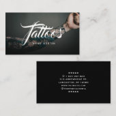 Zwarte foto tattoos script typografie visitekaartje (Voorkant / Achterkant)