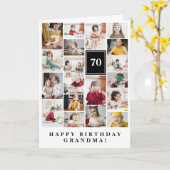Zwarte Fotocollage Gelukkige Verjaardag Oma Kaart (Gele Bloem)