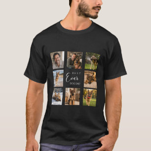 Zwarte fotocollage vader hond papa t-shirt