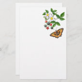 Zwarte frambozen met vlinderstationering briefpapier (Voorkant / Achterkant)