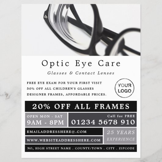 Zwarte Frames, Opticien, Technisch Praktijk Flyer (Voorkant)