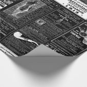 Zwarte Franse antiek krant Victoriaans Cadeaupapier (Hoek)