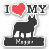 Zwarte Franse Bulldog Aangepaste naam Sticker (Voorkant)