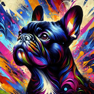 Zwarte Franse Bulldog Acrylprint Kleurrijk Legpuzzel