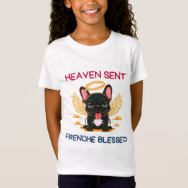 Zwarte Franse Bulldog als engelen op aarde T-shirt