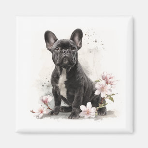 Zwarte Franse Bulldog Aquarel Kunst Magneet