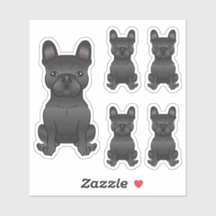 Zwarte Franse Bulldog Cartoon Honden Illustraties Sticker