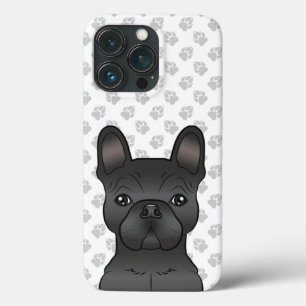 Zwarte Franse Bulldog / Franse Cartoonhond & Pootj iPhone 13 Pro Hoesje