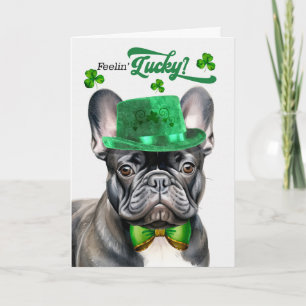 Zwarte Franse Bulldog Gelukkige St. Patrick's Dag Feestdagen Kaart