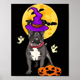 Zwarte Franse Bulldog Heks Halloween Kostuum Hond Poster