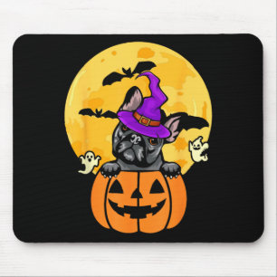 Zwarte Franse Bulldog Heks Hond Liefhebber Hallowe Muismat