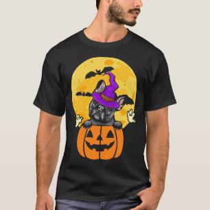 Zwarte Franse Bulldog Heks Hond Liefhebber Hallowe T-shirt