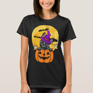Zwarte Franse Bulldog Heks Hond Liefhebber Hallowe T-shirt