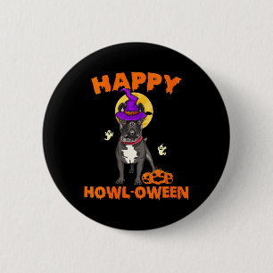 Zwarte Franse Bulldog Heksenkostuum Hond voor Vrou Ronde Button 5,7 Cm