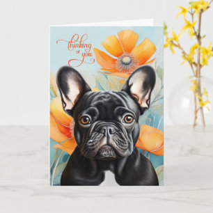 Zwarte Franse Bulldog Oranje Klaproos Denk Aan Jou Kaart