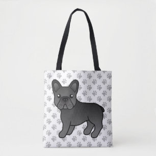 Zwarte Franse Bulldog Schattige Cartoon Hond Draagtas