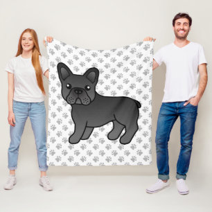 Zwarte Franse Bulldog Schattige Cartoon Hond Fleece Deken