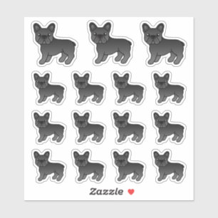 Zwarte Franse Bulldog Schattige Cartoon Honden Sticker