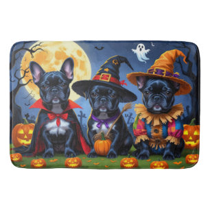 Zwarte Franse Bulldogs Pompoen Halloween Grappig Badmat