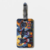 Zwarte Franse Bulldogs Pompoen Halloween Grappig Bagagelabel (Achterkant verticaal)