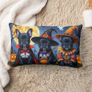 Zwarte Franse Bulldogs Pompoen Halloween Grappig Kussen