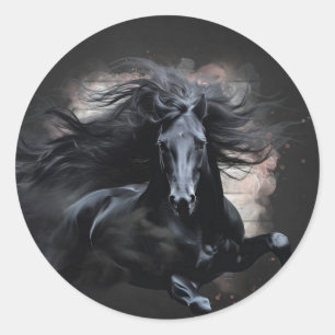 Zwarte Friese paard Ronde Sticker