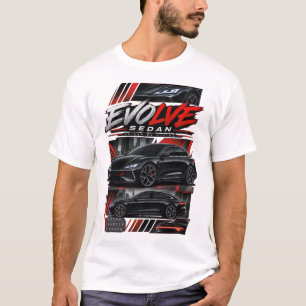 Zwarte futuristische elektrische sport sedan - EVO T-shirt