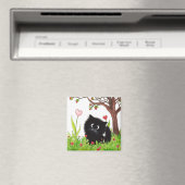 Zwarte Fuzzy Kat van Bihrle Magnet Magneet (Insitu (Vaatwasser))