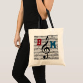 zwarte G sleutel muzieknoten Tote Bag (Voorkant (product))
