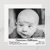 Zwarte geboorteaankondiging aankondiging (Voorkant / Achterkant)