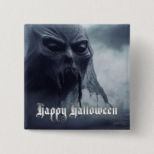 Zwarte geest in een hels landschap - Halloween Vierkante Button 5,1 Cm