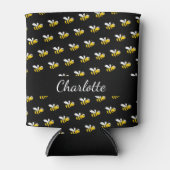 Zwarte gele bijen naam script blikjeskoeler (Voorkant)